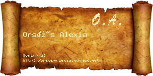 Orsós Alexia névjegykártya